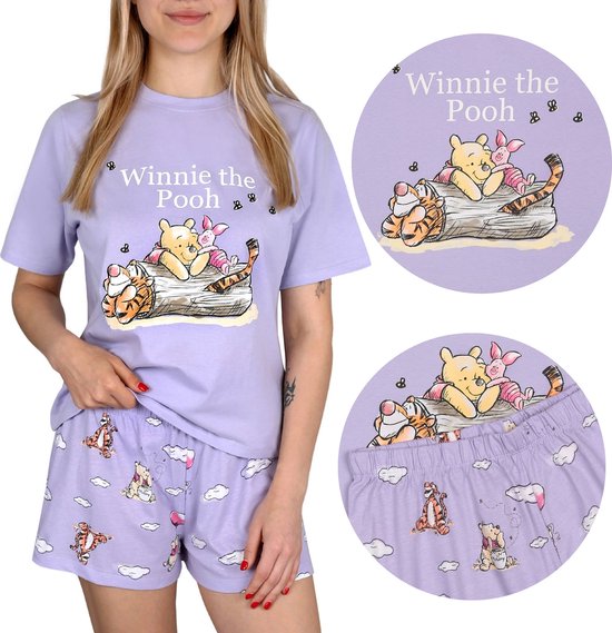 Winnie de Poeh Disney Dames Pyjama met Korte Mouwen, Zomer, Katoenen Pyjama