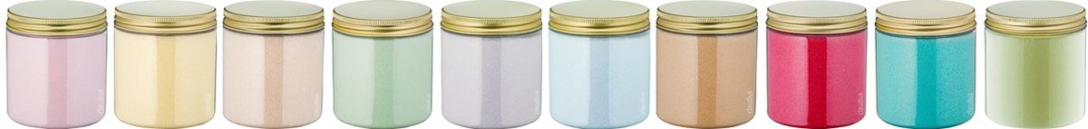 Goedkoopste Scrubzout - 300 gram - set van 10 verschillende geuren - Gouden Deksel - Rozen, Vanille, Amandel, Eucalyptus, Lavendel, Opium, Appel-Kaneel, Fruity Melon, Hamam en Zen Moment - Hydraterende Lichaamsscrub - Cadeau