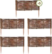 Floranica Tuinafscheiding van wilg - 5 stuks - Hoogte: 20 cm Lengte: 30 cm - Wilgenvlechtwerk, tuinhek, randafwerking voor bloembedden, hout, gazonrand