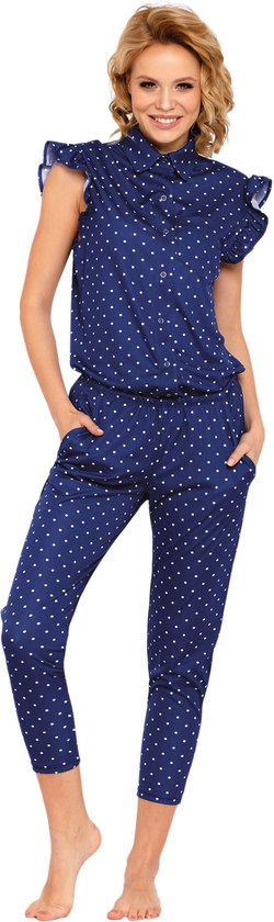 PIGEON marineblauwe lange pyjama met strepen