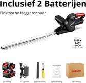 Onevan- Heggenschaar - Elektrische Heggenschaar - Geleverd met 2 Accu´s - Grasmaaier - 510MM Zwaardlengte - 2000Watt - Zwart/Rood