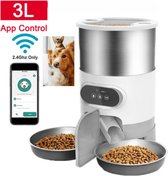 Huiselijk Geluk - Voerbak Hond - Voerbak Kat - Voerbak - Voerbak met Standaard - Huisdieren - Bediening via App - 3L - Zilver/Wit
