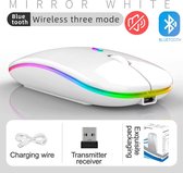 Draadloze LED Bluetooth Muis - Ergonomisch - RGB - Laptop en Gaming - Draadloos - Wit - Met USB-C hub