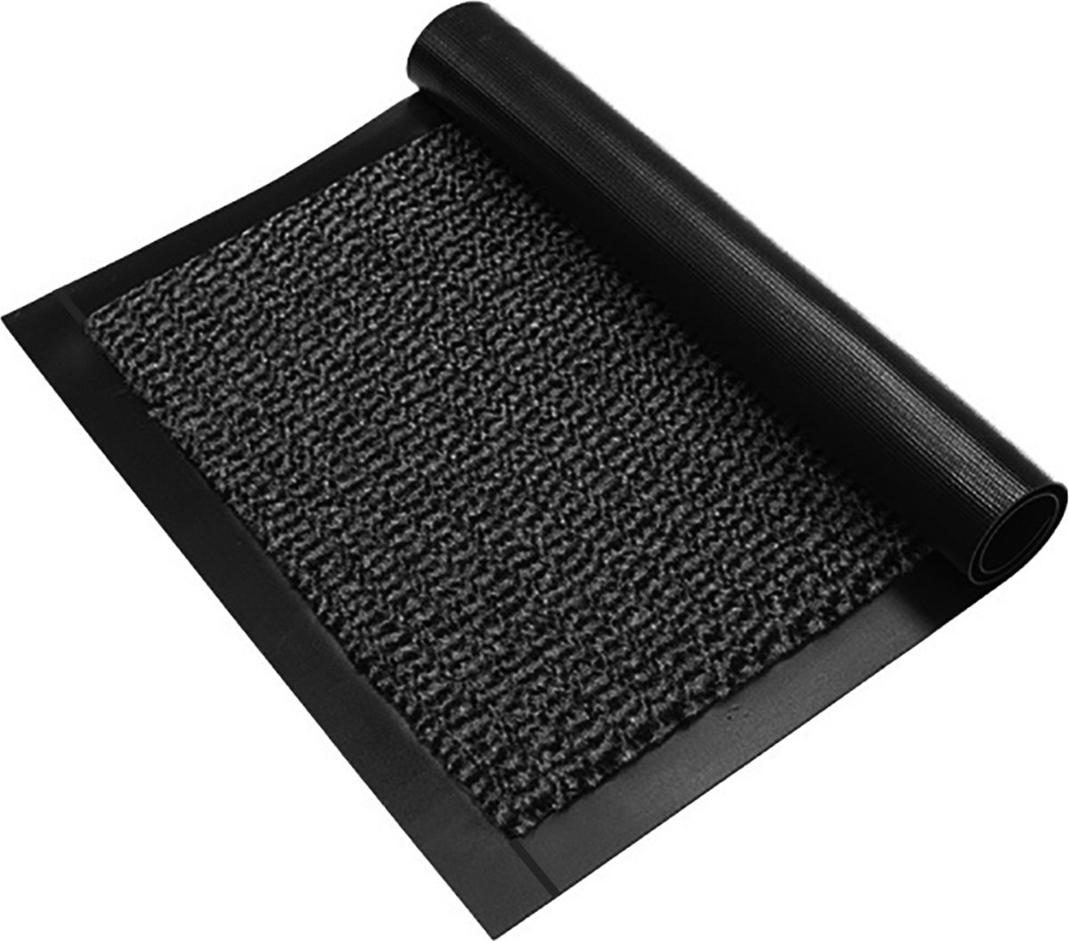 JYG droogrloopmat - drooglooploper ENTER zwart/Grijs - 120x280cm voor binnen - 4 zijden afwerking - SUPERABSOREREND - Antislip - verschillende maten en kleuren grijs-zwart