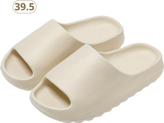 Livano Comfortabele Slippers - Badslippers - Teenslippers - Anti-Slip Slides - Flip Flops - Stevig Voetbed - Beige - Maat 39.5