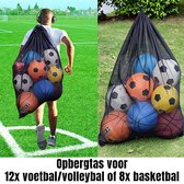 Allernieuwste.nl® Opbergtas Voor 12 Voetballen, Volleyballen, Basketballen - Nettas Met Verstelbare Schouderband en Trekkoord - 72 x 100 cm Zwart