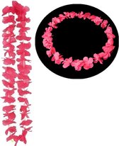 Neon roze Hawaii kransen 12 stuks - Neon Hawaii halskettingen