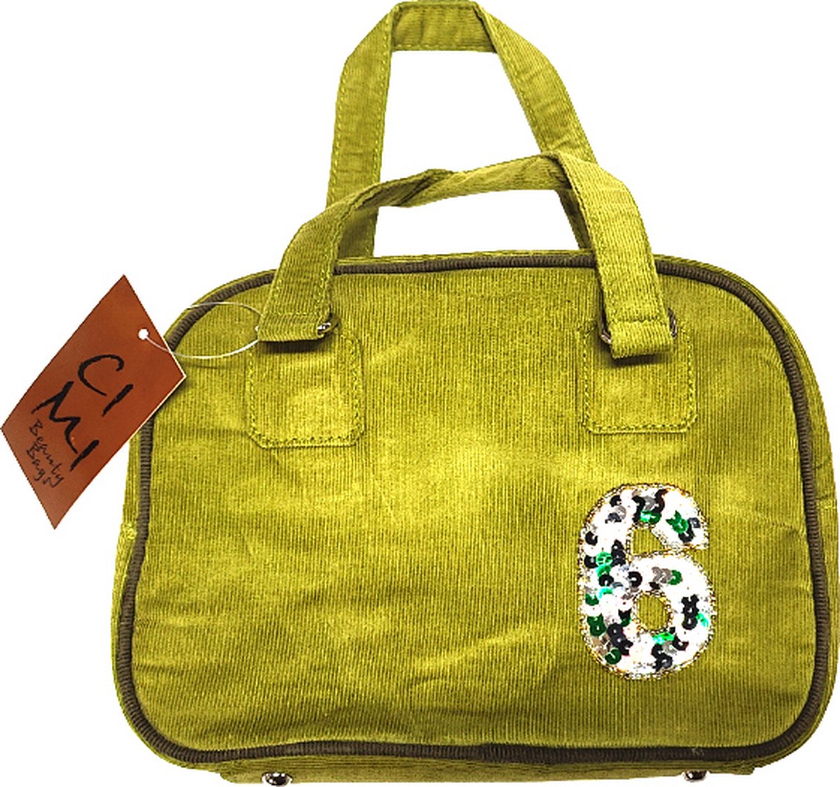 Cimi Retro Toilettas - Handtasje - Beauty Case - Fluweel - No.6 - Afmeting 24 x 7 x 17,5 cm.- Groen