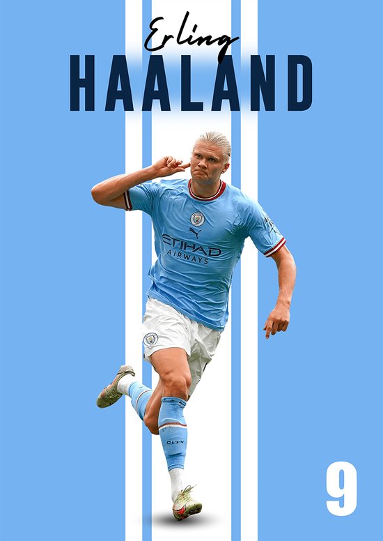 Poster Erling Braut Haaland - Collection Goal - Manchester City - Format A2+ 43,2 x 61 cm - Posters de Voetbal - Convient à l'encadrement - Poster Haaland - Cadeau de Voetbal