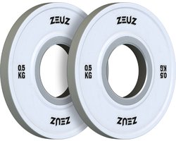 ZEUZ Halterschijf 2 Stuks 0.5 KG – 1 KG Gewichten Set – voor 50 mm Halter – Metaal & Rubber – 0,5 Schijf