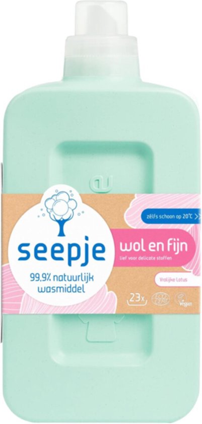 Seepje Wasmiddel - Vrolijke Lotus - Wasmiddel Wol en Fijn – Natuurlijke Ingredienten - 3 x 23 wasbeurten - 3 x 1L