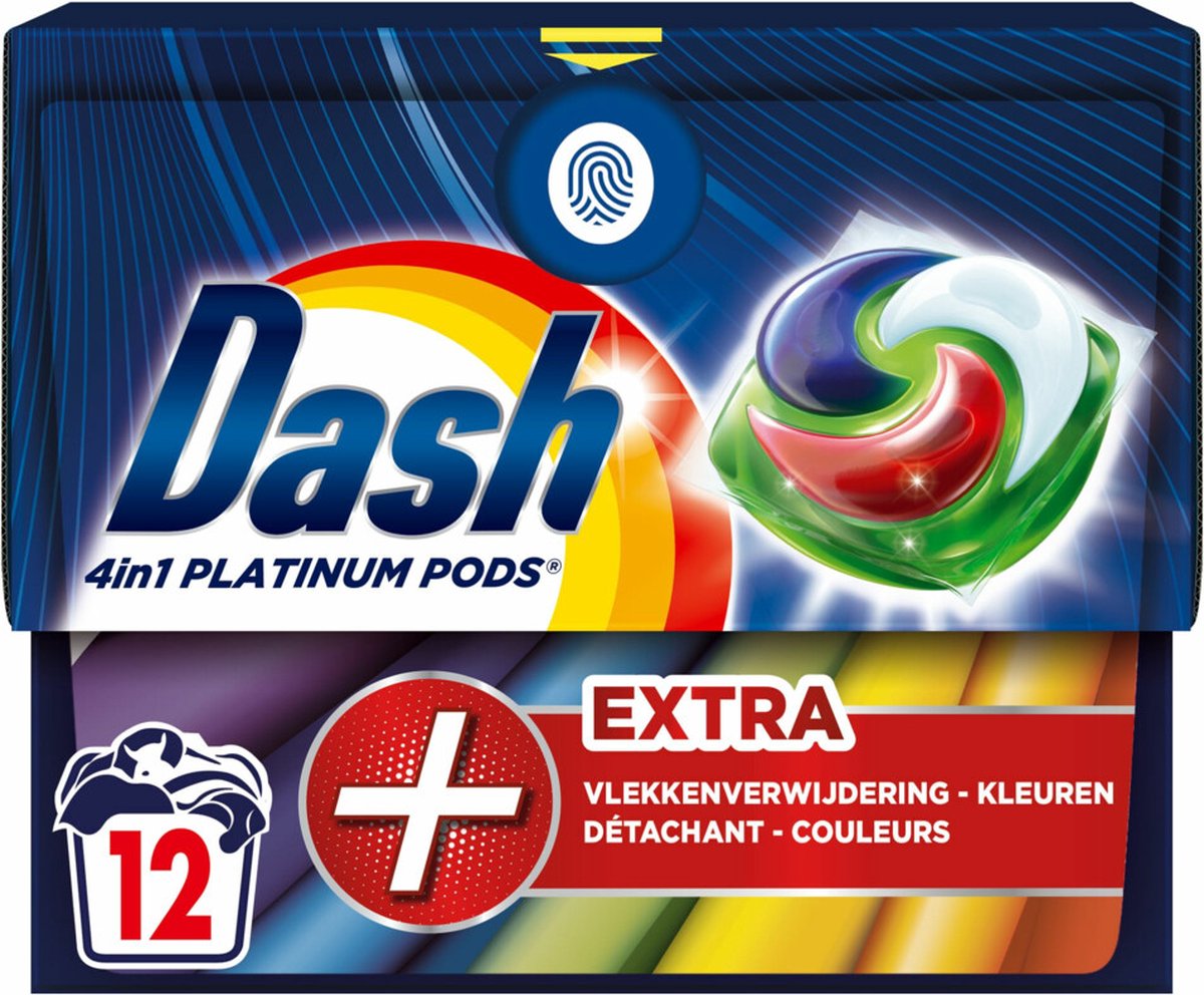 Goedkoopste 4x Dash Wasmiddelcapsules 4in1 Platinum Pods Color Extra Vlekkenverwijderaar 12 stuks