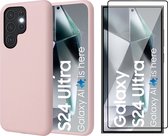 Hoesje geschikt voor Samsung Galaxy S24 Ultra - Screenprotector PET - Mat Back Case Roze