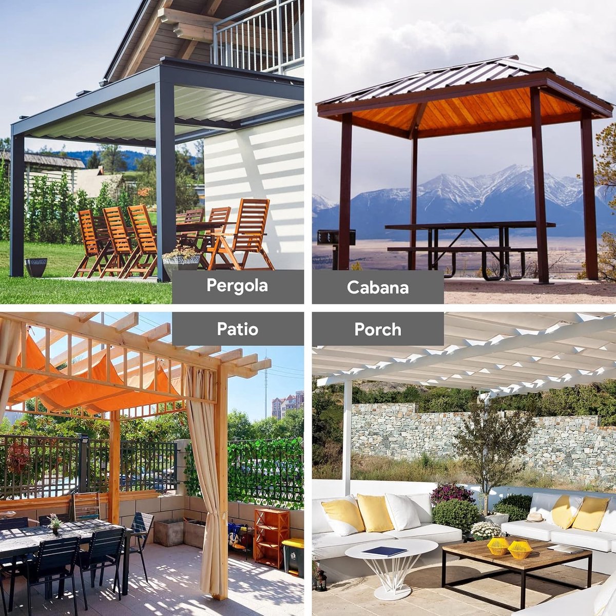 HOME DEKO Rideau de Terrasse, Imperméable, pour Jardin, Balcon, Pergola & Pavillon, Passants Auto-agrippante, Protection Contre Le Soleil, la Pluie & Le Vent, Bleu Marine, 200 x 155 cm, 4 Pièces