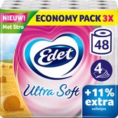 Bol.com Edet Ultra Soft Toiletpapier met stro - 4-laags - 48 rollen - 11% extra velletjes - voordeelverpakking aanbieding