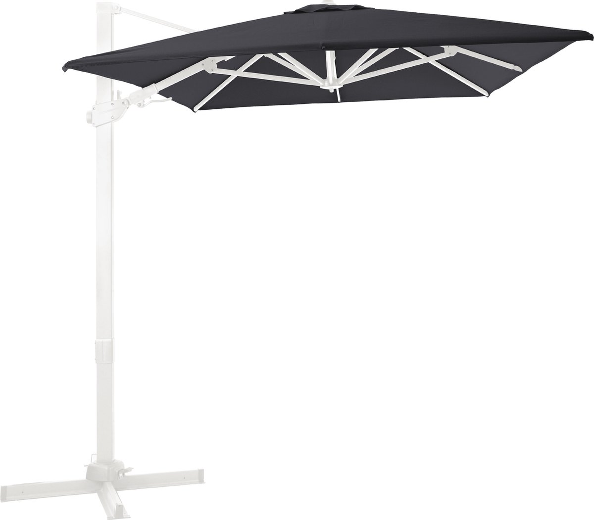 AXI Milad Premium Zweefparasol rechthoekig 200x300 cm in Wit / Grijs Parasol voor tuin met Aluminium Frame