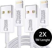 Câble PhoneGigant USB A vers Lightning - 1 mètre - 2 pièces - Câble de charge rapide - Convient pour Apple - Wit