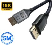 SBVR - DisplayPort Kabel 2.1 - 16K@60Hz/8K@120Hz/4K@144Hz - UHD - DisplayPort naar DisplayPort - DP kabel - 5 meter - Zwart