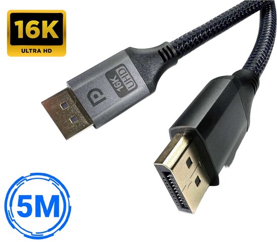 SBVR - Câble DisplayPort 2.1 - 16K@60Hz/8K@120Hz/4K@144Hz - UHD - DisplayPort vers DisplayPort - Câble DP - 5 mètres - Zwart