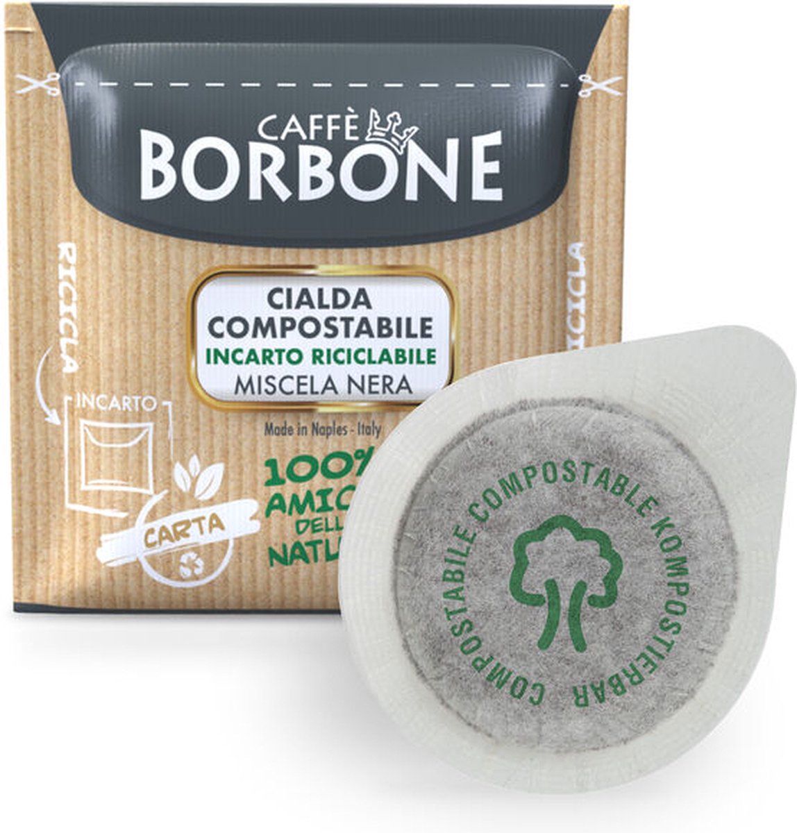 Goedkoopste Caffè Borbone Nera Koffiepads - ESE 44mm (Cialde) - 50 Stuks Composteerbaar / 100 biologisch afbreekbaar