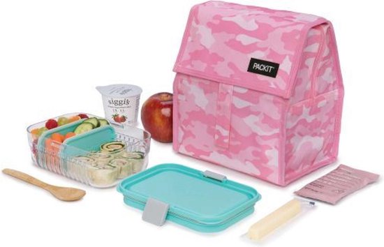 Pack It - Koeltas Lunch Pink Camo - Polyester - Roze van Pack It — afbeelding 3