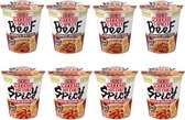 Nissin Cup Noodles Noedels Mixpakket Beef 5 Spices (4x64Gr) + Hot Chili Spicy (4x66Gr)