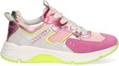 Braqeez 424267-479 Meisjes Lage Sneakers - Roze/Geel/Grijs - Leer - Veters