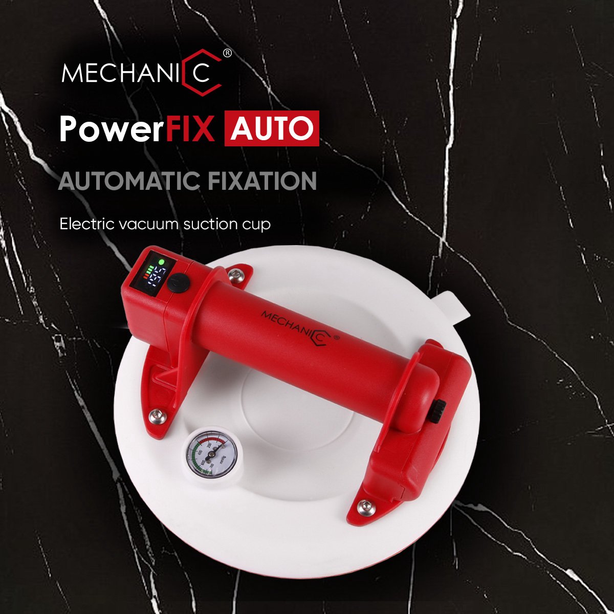 Distar Mechanic PowerFix Auto - Elektrische Vacuümzuignap - 200mm - Automatisch Drukonderhoud - Draagvermogen 200 kg