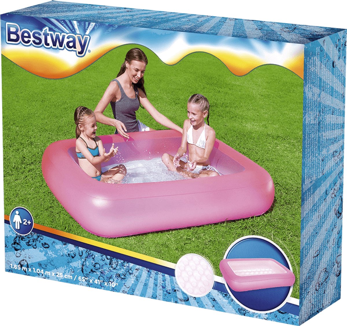 Bestway Zwembad 1-ring opblaasbare bodem 165x104x25cm - Roze