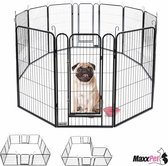 MaxxPet Puppyren - Hondenbench - Hondenren - Hondenkennel met 12 panelen - Staal - Ø 180cm x 100cm - Incl. Drinkbakje