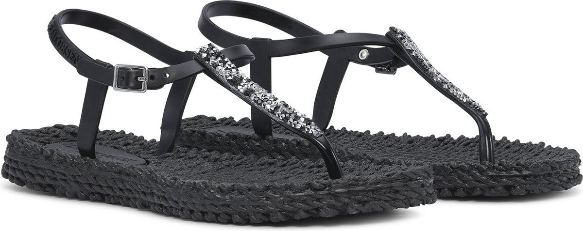 Slippers met enkelband en glitter CHEERFUL10G - 001 Black