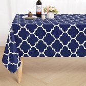Tafelkleed afwasbaar, rechthoekig, 130 x 160 cm, polyester, waterafstotend, lotuseffect, Marokkaans, tafellinnen, vuilafstotend, afwasbaar, tafelkleed voor buiten, feest, keuken, donkerblauw