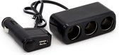 AMiO Universele Sigarettenaansteker Splitter 60W (3x) met USB 12V/24V Zwart