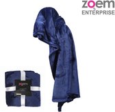 Zoem - Fleece deken XL - Fleece plaid XL - Recycled - Blauw - Kerst - Picknick - Terras - Tuinset - Duurzaam - 205 x 150 - 300 gsm - Kleedje