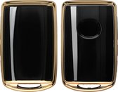 kwmobile autosleutel hoesje geschikt voor Mazda 3-Tasten CX30 CX50 CX60 CX90 MX-30 - autosleutel behuizing in zwart / goud