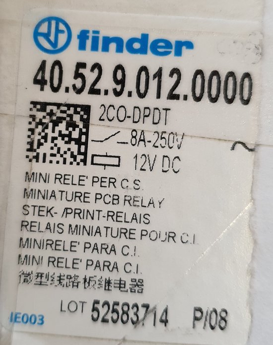 Relè Finder 40.52.9.012.0000 - Mini Relè 12V DC, 8A, 2 Contatti, Per Circuiti Stampati - Foto 7