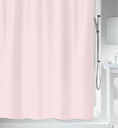 MSV Rideau de douche avec anneaux - rose clair - polyester recyclé - 180 x 200 cm - lavable - Pour bain et douche