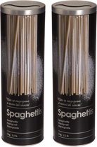 Five Spaghettidoos - 2x - zwart - metaal - relief - Luxe voorraadpot/voorraadbus