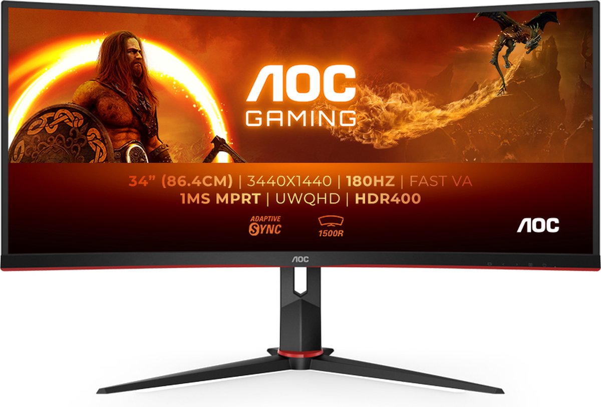 AOC Gaming CU34G2XP - Ultrawide Gaming Monitor - 180hz - 34 inch - AOC