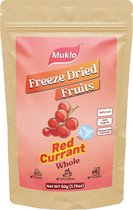 Muklo - Fruits lyophilisés - Groseille rouge entière - 50 Grammes - Snack sain - 100% Bio - 100% fruit - Vegan