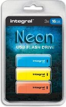 INTEGRAAL Pakket van 3 USB 2.0-sleutels 16 GB Blauw/Geel/Oranje