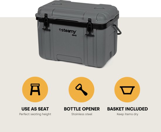Steamy BMX 26 - Koelbox voor op de Bouw - 26 Liter - Grijs van Steamy BMX — afbeelding 3
