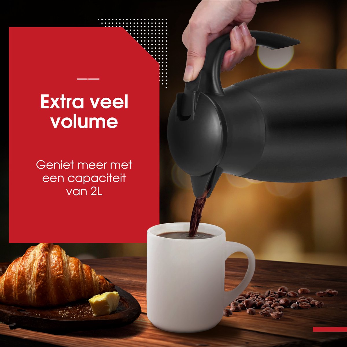 HGMD Thermoskan - 2 Liter - Isoleerkan - Zwart - Koffie - Thee - Voor warme en koude dranken — cadeau in Koken & Dineren - foto 4