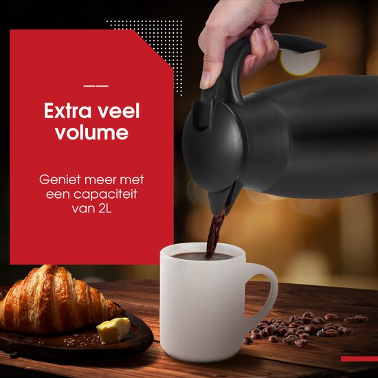 Dreamhigh® thermoskan 2L met theezeef, temperatuurweergave, goed