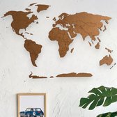 BT Home - Wereldkaart muurdecoratie - Wanddecoratie - Bruin - Houten art - Muurdecoratie - Line art - Wall art - Bohemian - Wandborden - Woonkamer - 130x100 cm