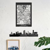 BT Home - 2 stuks Eindhoven Skyline en Straat Kaart muurdecoratie - Wanddecoratie - Zwart - Houten art - Muurdecoratie - Line art - Wall art - Bohemian - Wandborden - Woonkamer