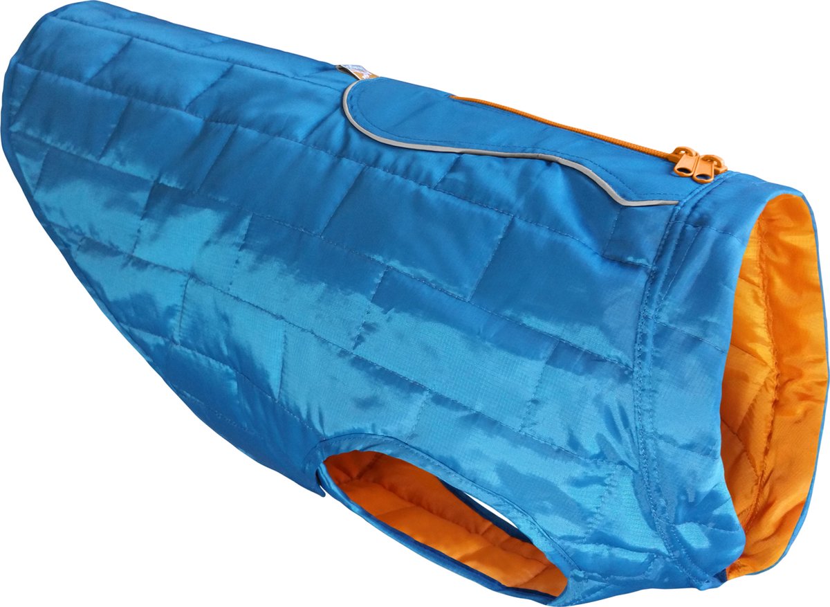 hermo Warme Jas voor Honden - Reversible, Waterafstotend & Wasbaar - Kurgo Loft Jacket - in 4 kleuren in maten XS tot XL - Maat: Blauw/Oranje, Kleur: X-Small