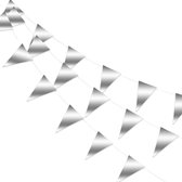 LUQ – Luxe Zilveren Slingers – Vlaggenlijn 10 Meter - Verjaardag Slinger Versiering Feestversiering Vlaggen Decoratie Zilver