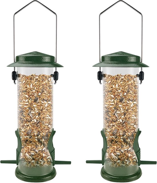 Pakket van 4 hangende vogelvoeders voor de tuin, metalen vogelvoeder