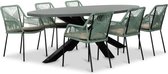 BUITEN living Stockholm/Seville mint dining tuinset 7-delig | betonlook + touw | 240cm ovaal | 6 personen